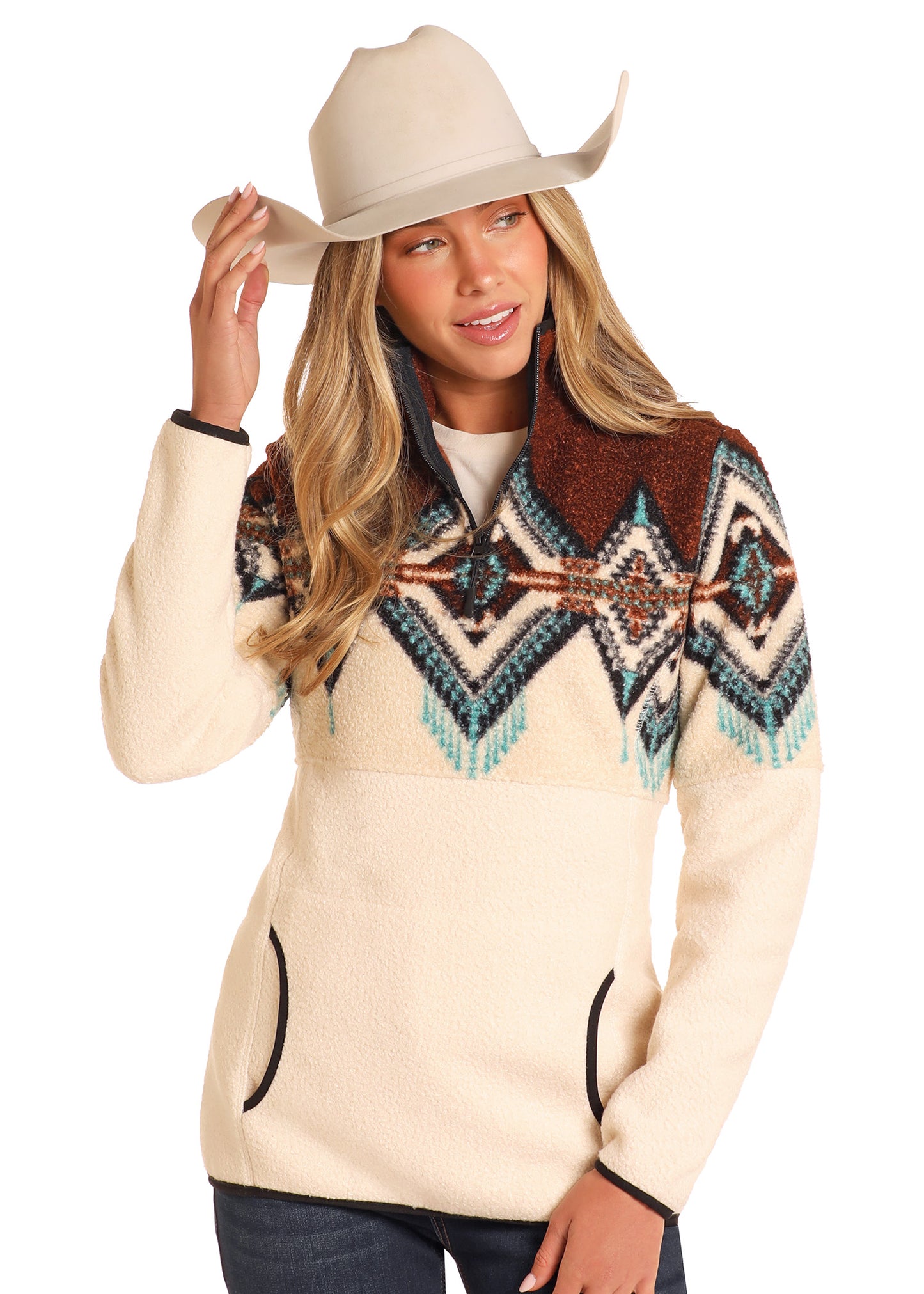 R&R Brown Aztec Berber Pullover