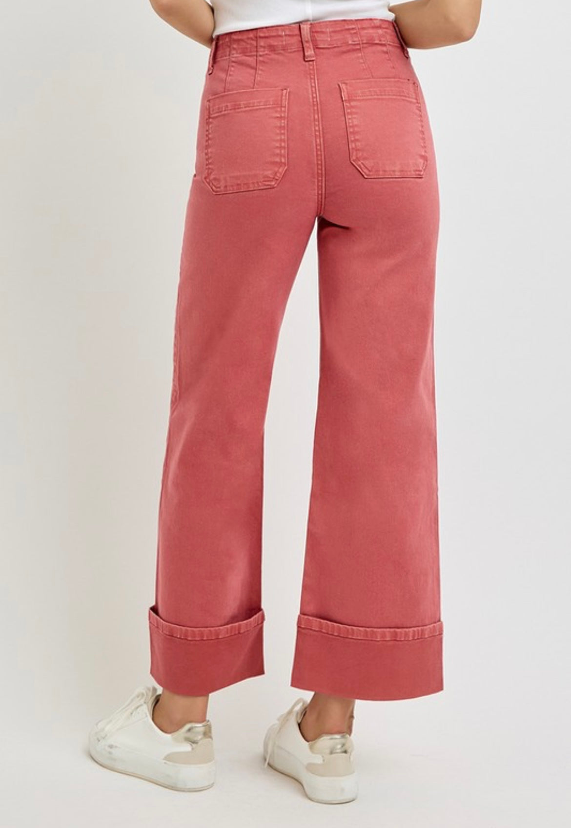 Risen Red Brick Front Pocket Cuff Denim