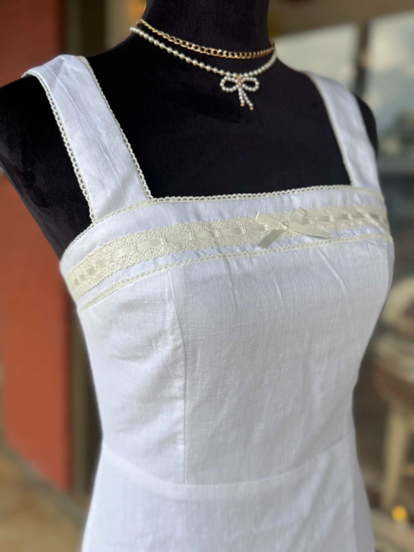 Off White Linen Mini Dress