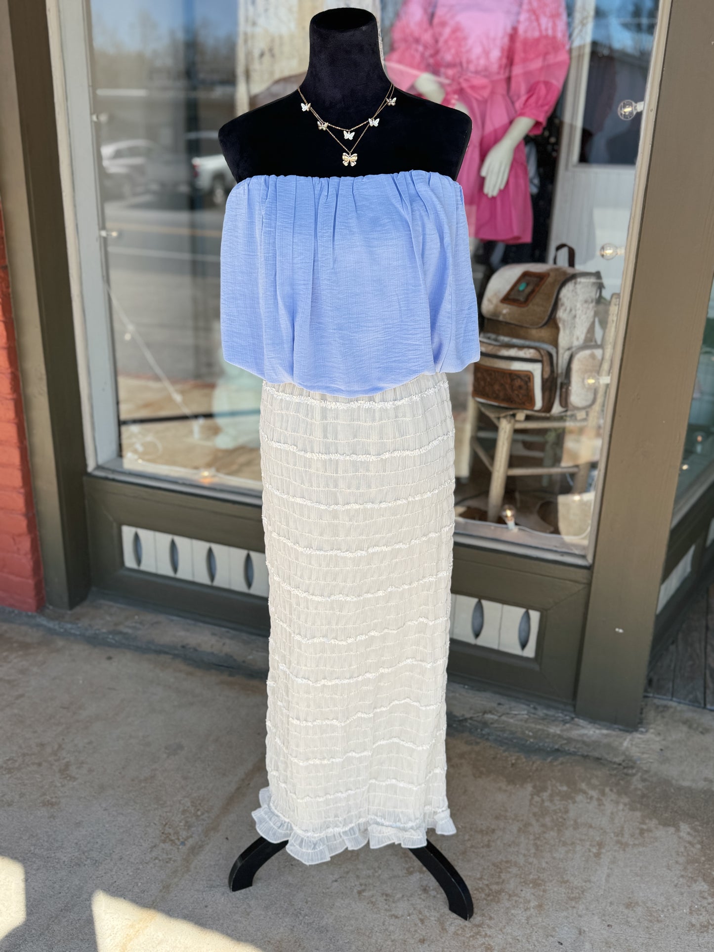 Cheyenne Cream Ruffle Midi Skirt