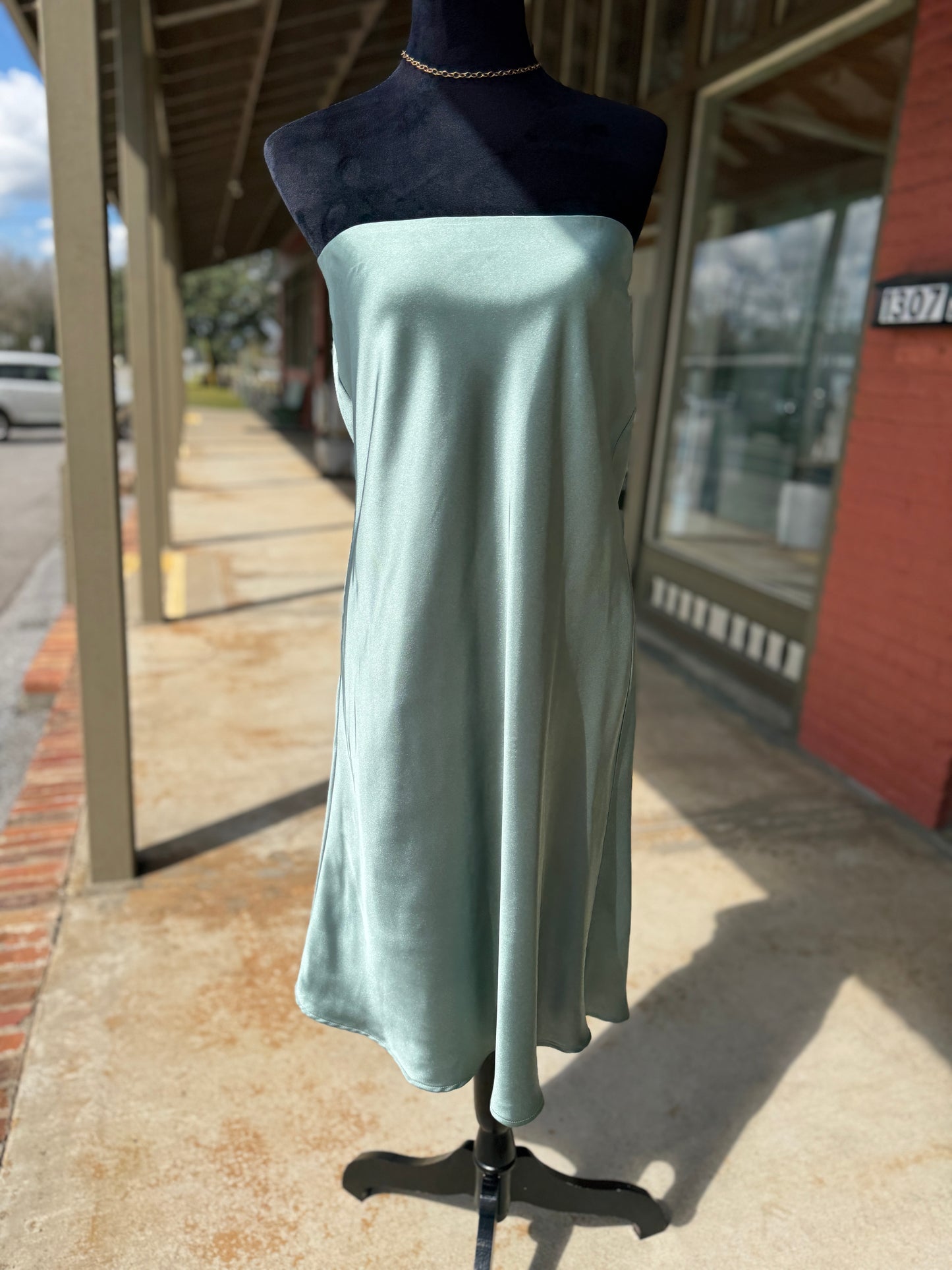 Sage Green Satin Skirt