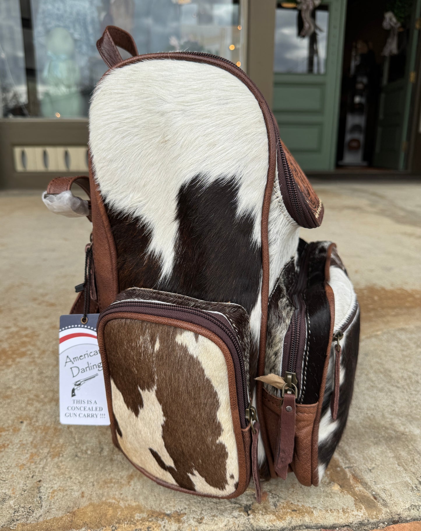 Tooled Leather Cowhide Backpack