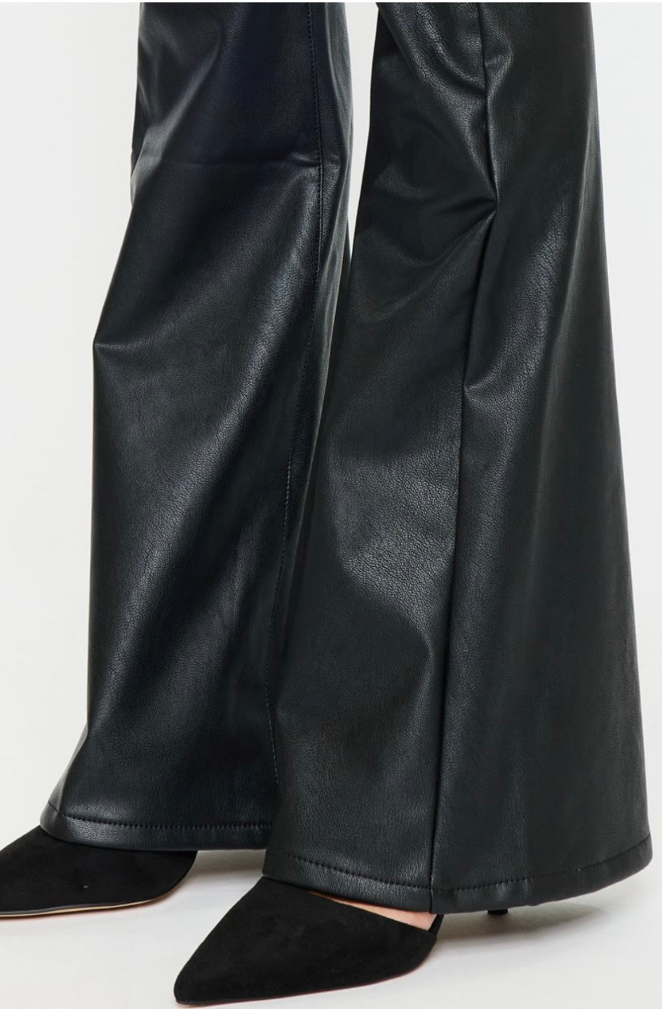 Black Faux Leather Flares
