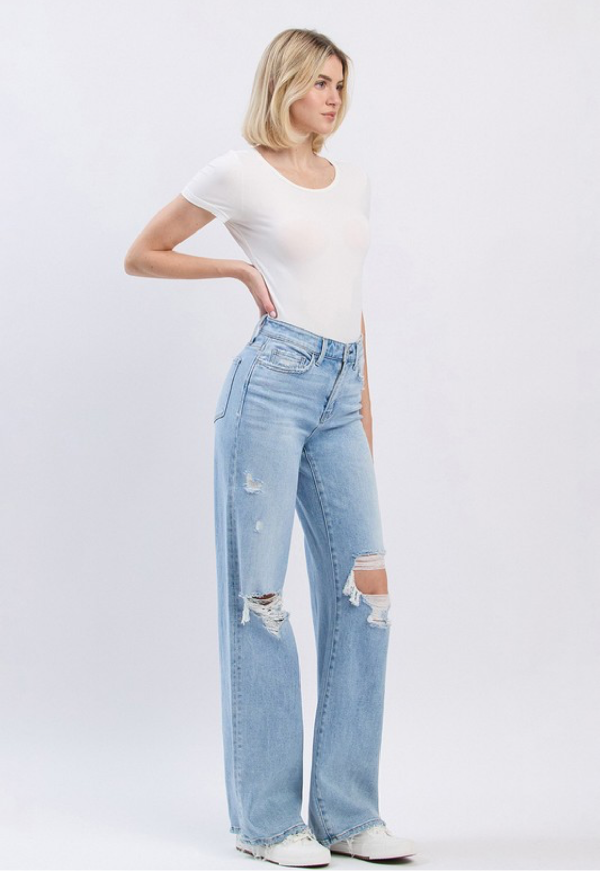 Light Wash High Rise Wide Denim