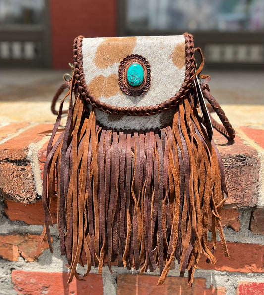 Callie Cowhide Fringe Crossbody