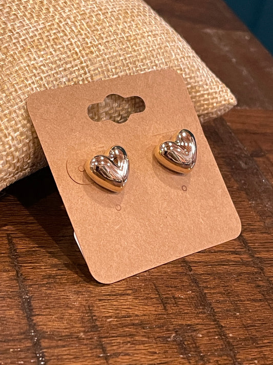 Gold Heart Studs