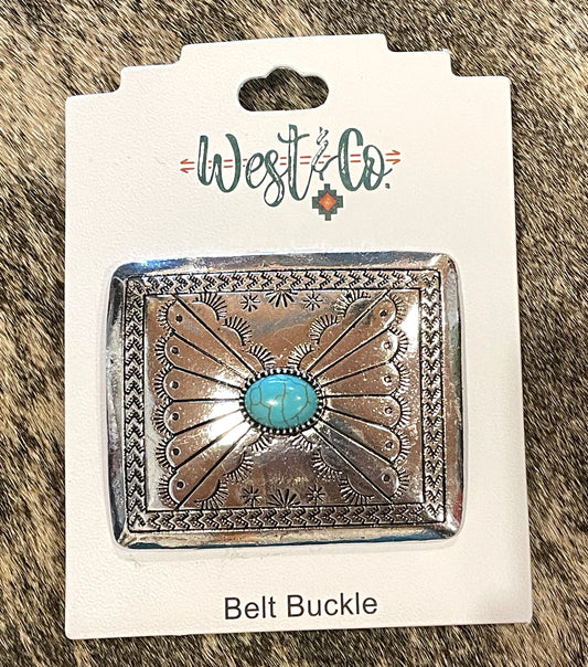 Turquoise & Silver Rectangular Buckle