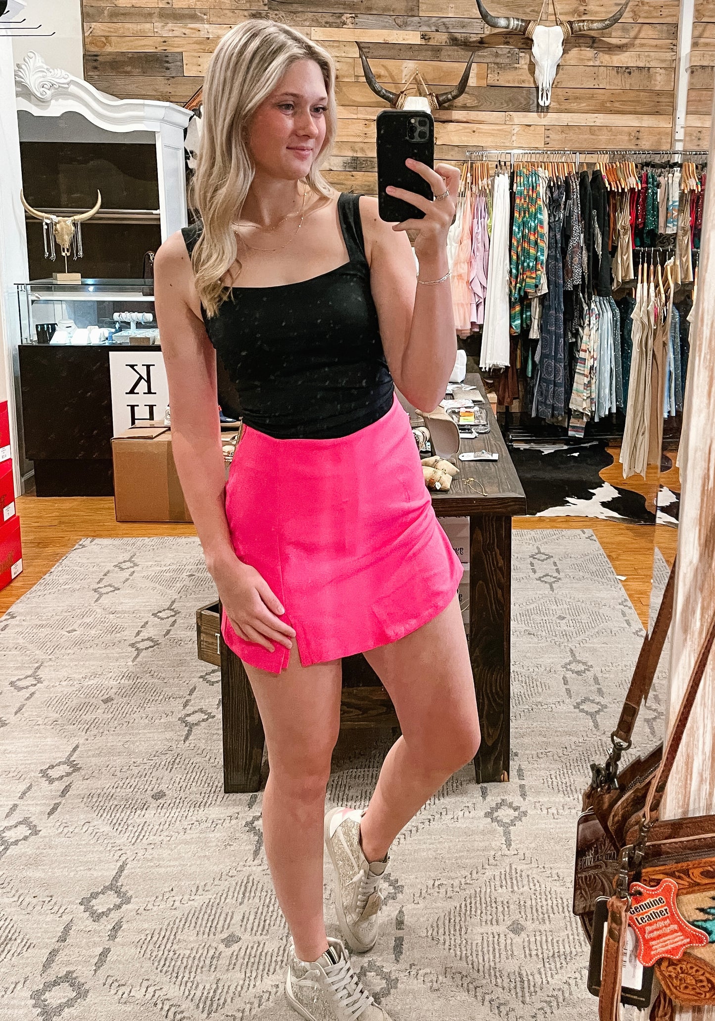 Electric Pink Knit Skort