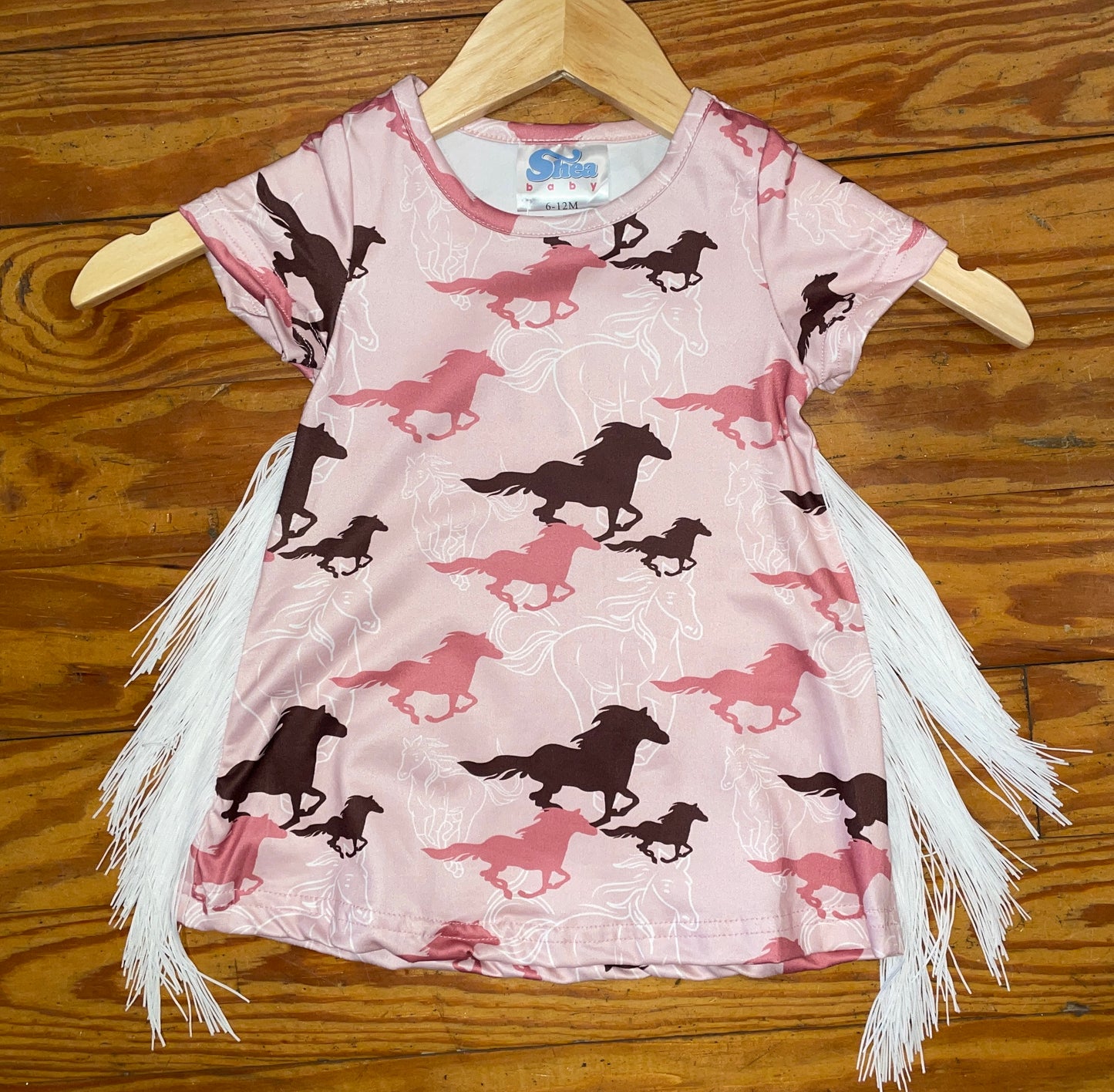 Pink Horses Run Fringe Dress