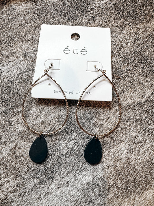 Black Tear Drop Earrings