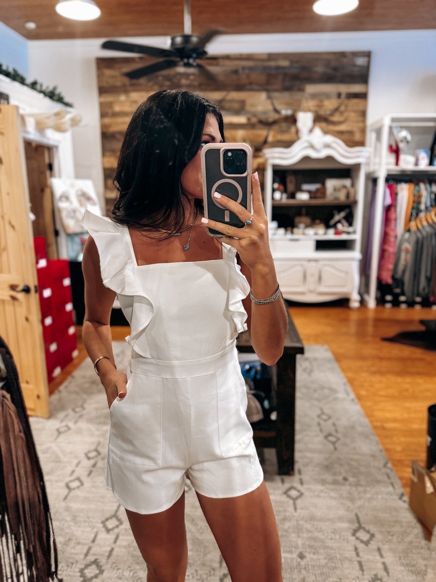 White Ruffle Romper