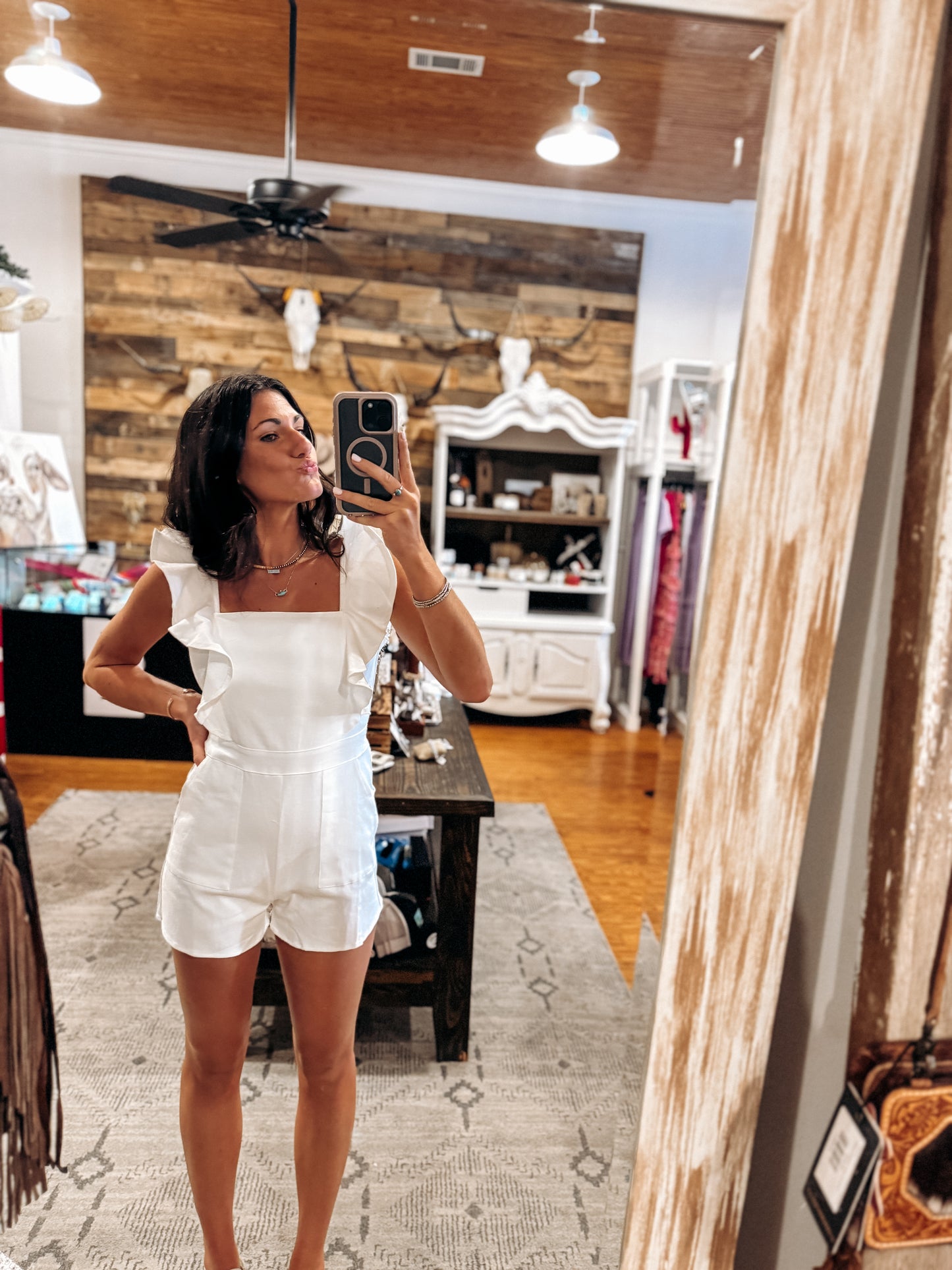 White Ruffle Romper