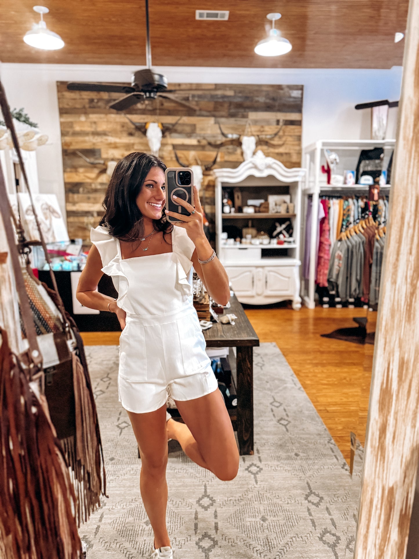 White Ruffle Romper