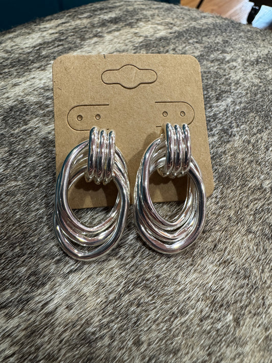 Large Silver Roped Hoop