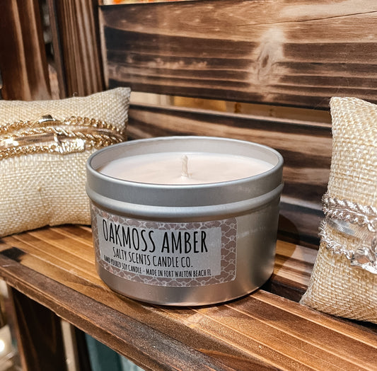 Oakmoss Amber Candle Tin