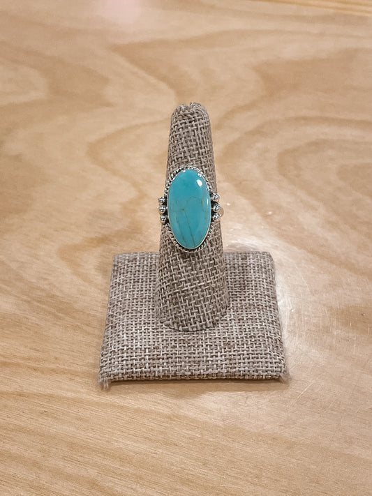 Turquoise Oval Adjustable Ring