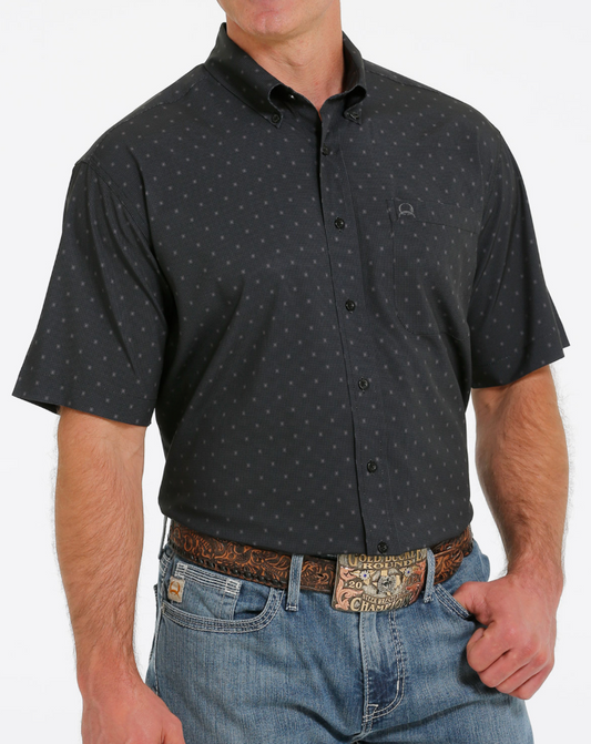 Arenaflex Black Print SS Button Down