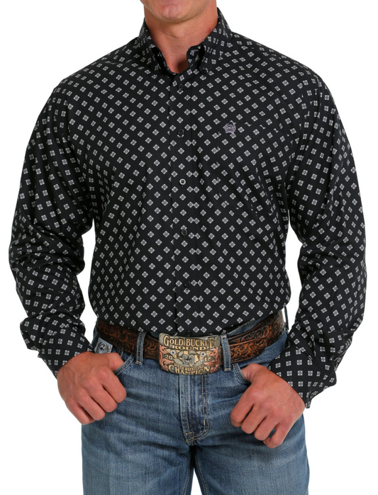 Cinch Black Print Button Down