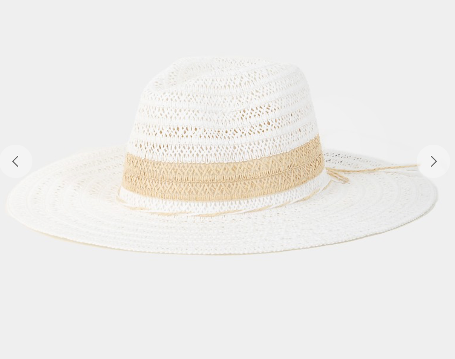 Sombrero de paja blanco y arena