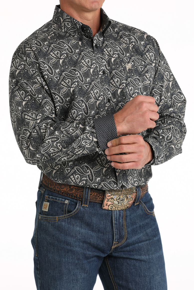 Cinch Black Paisley Button Down