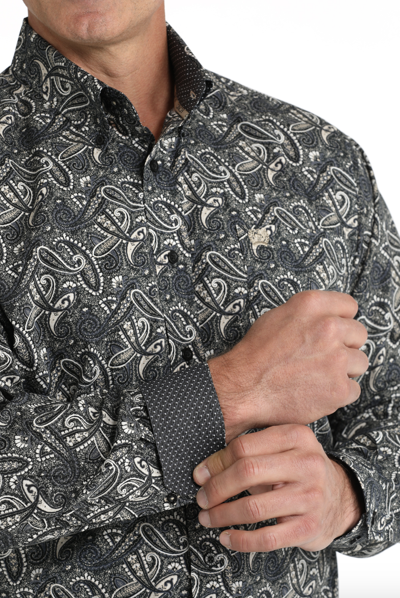 Cinch Black Paisley Button Down