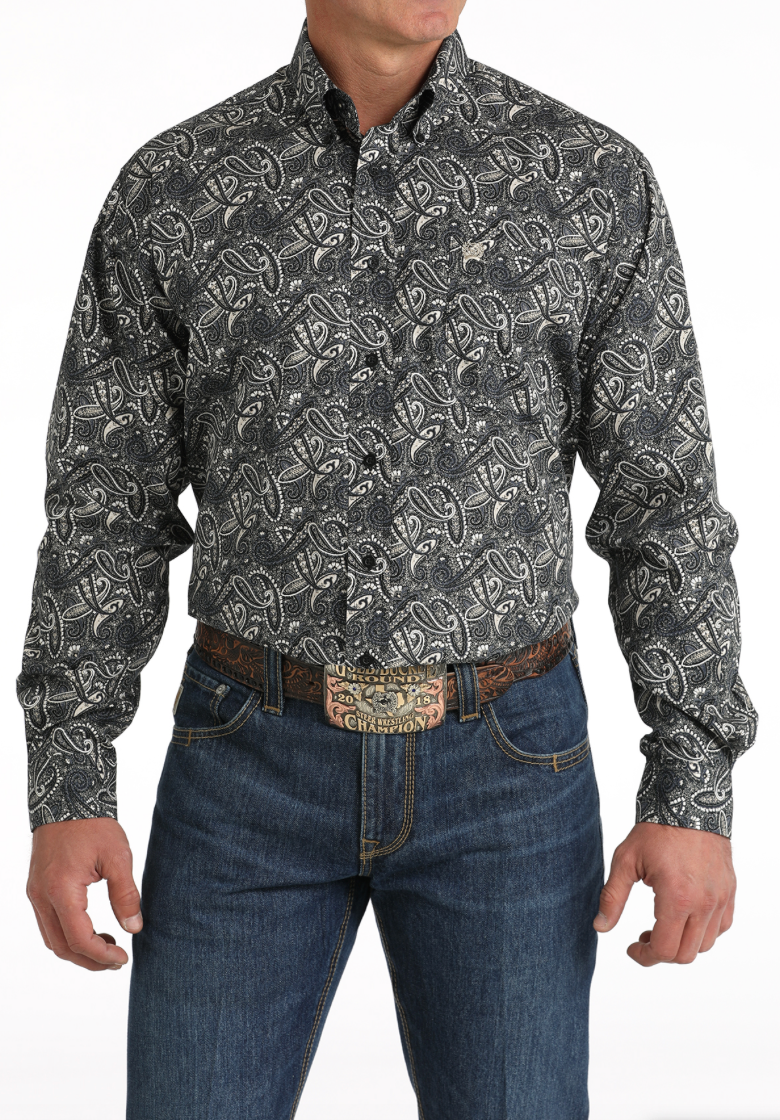 Cinch Black Paisley Button Down