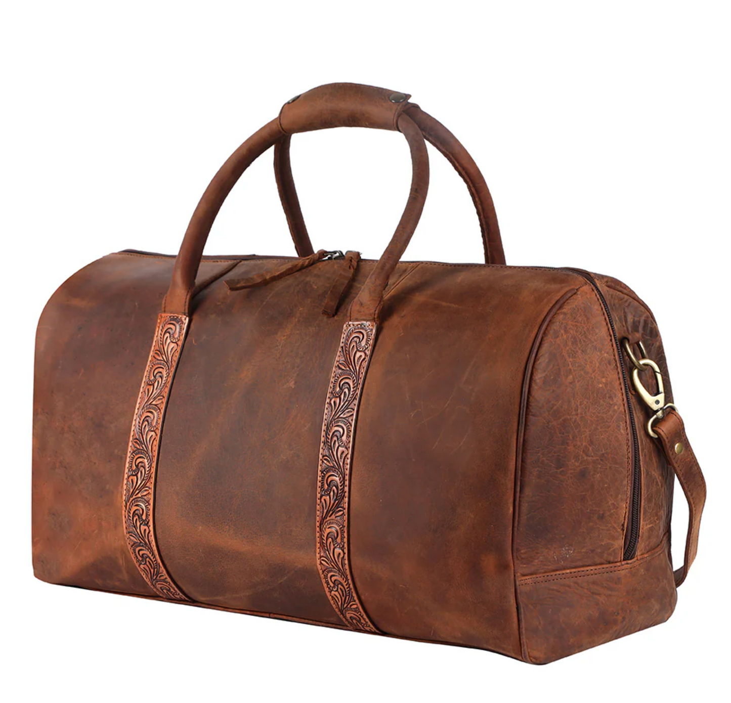 Tooled Leather Duffle Bag