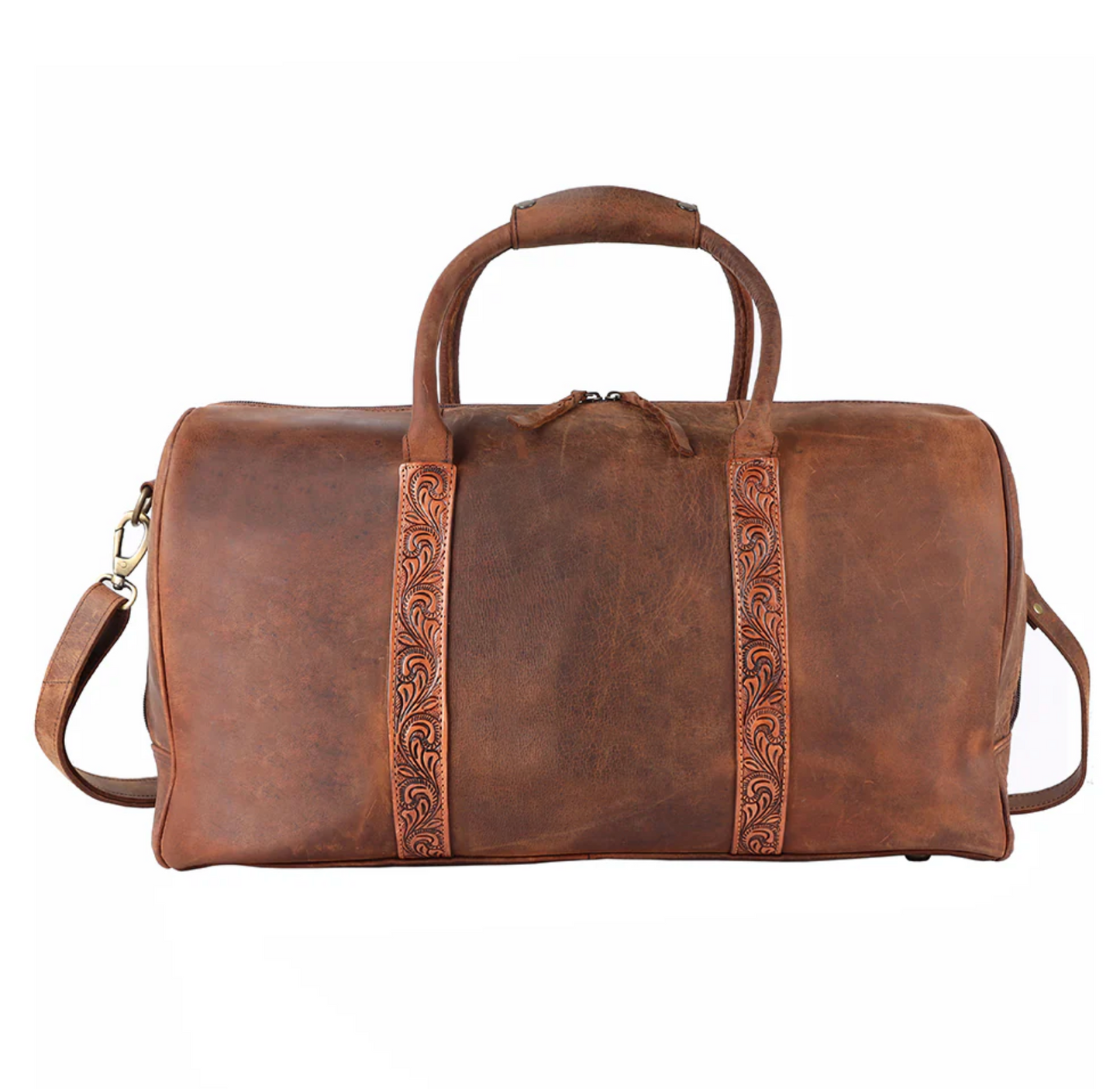 Tooled Leather Duffle Bag