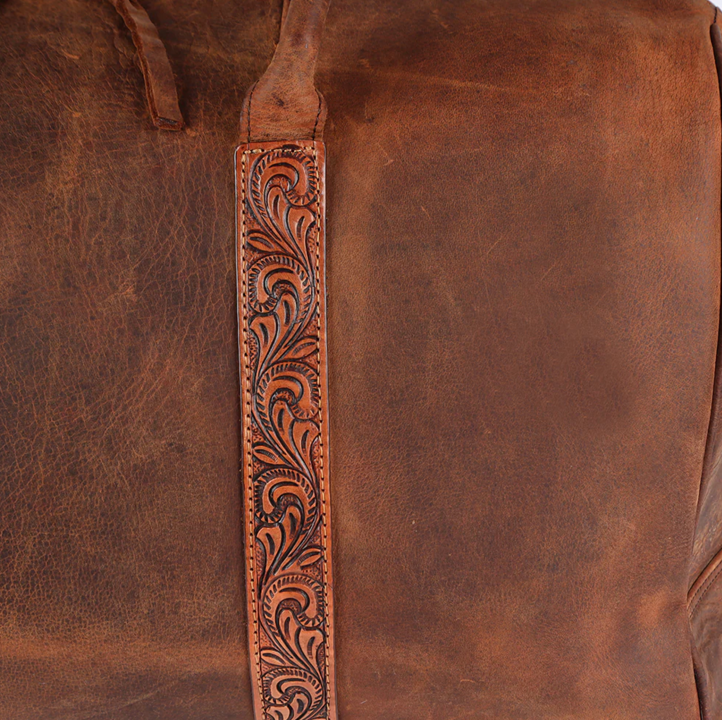 Tooled Leather Duffle Bag