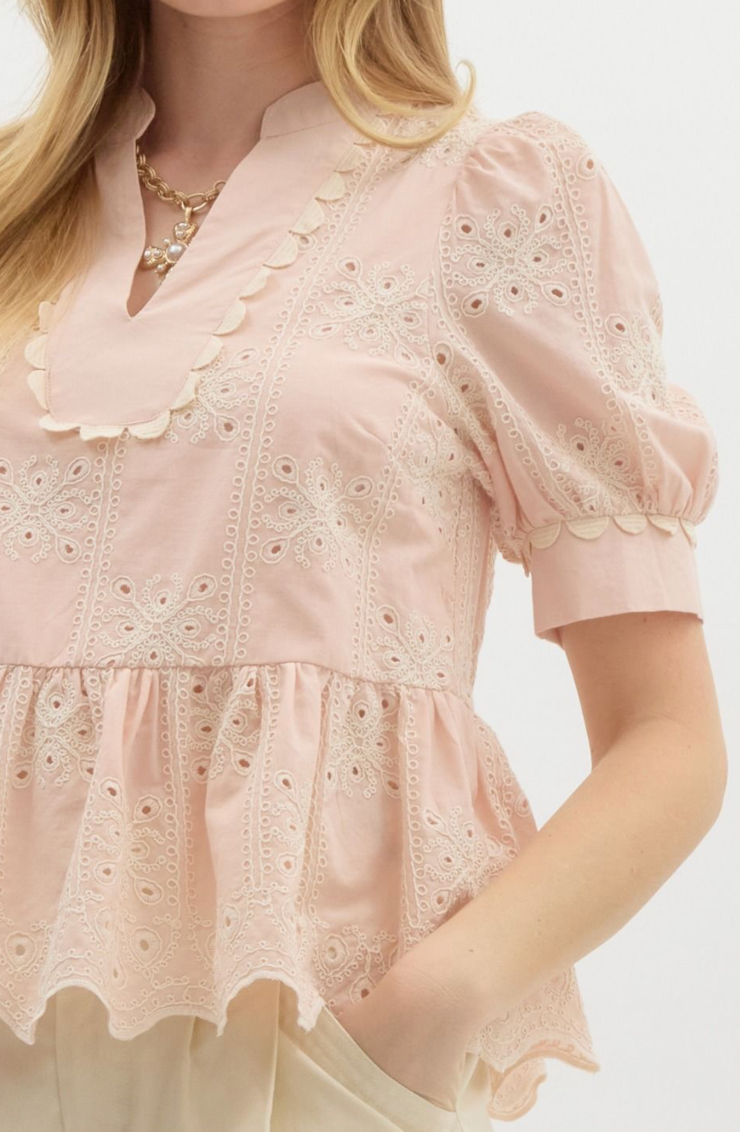 Pink Scalloped Blouse