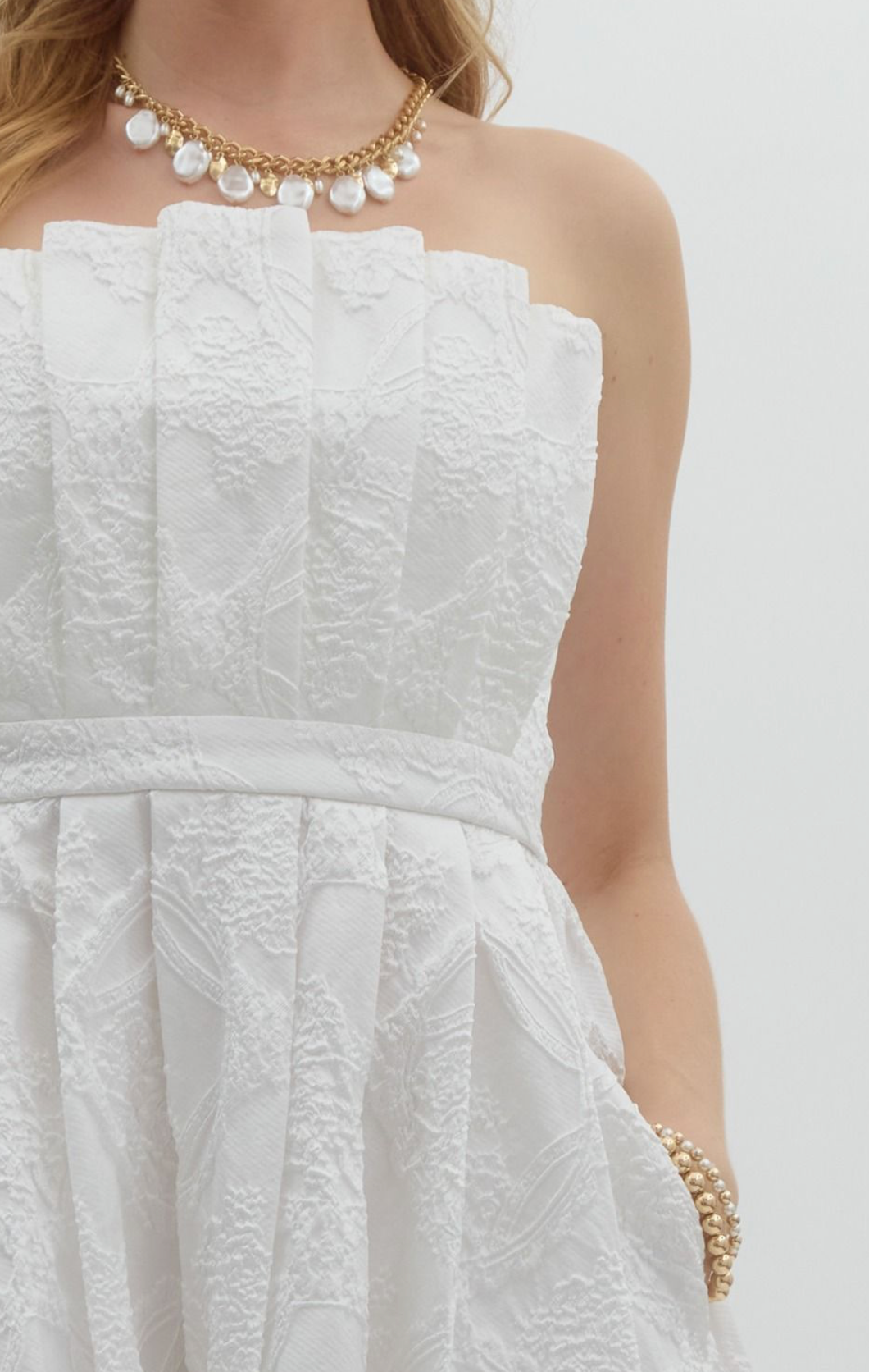 White Embossed Midi Dress