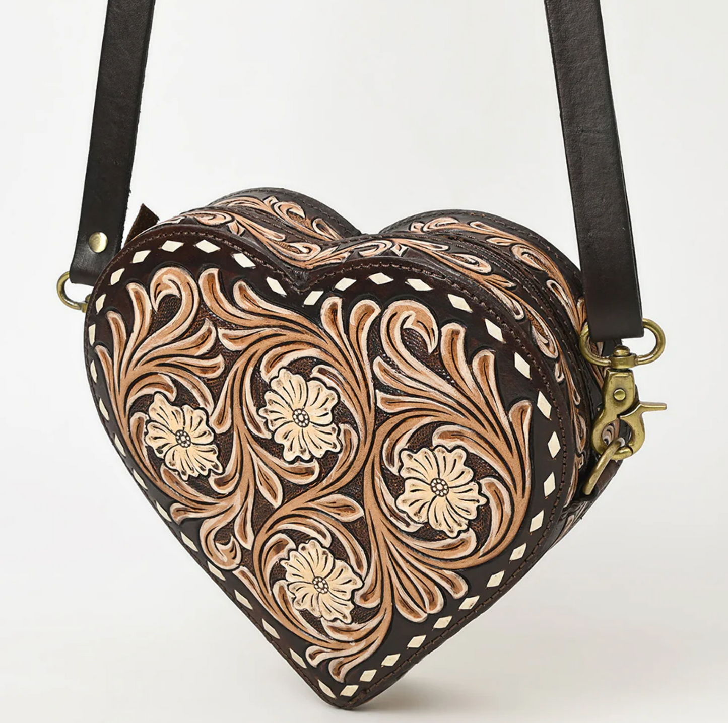 Tooled Heart Leather Purse