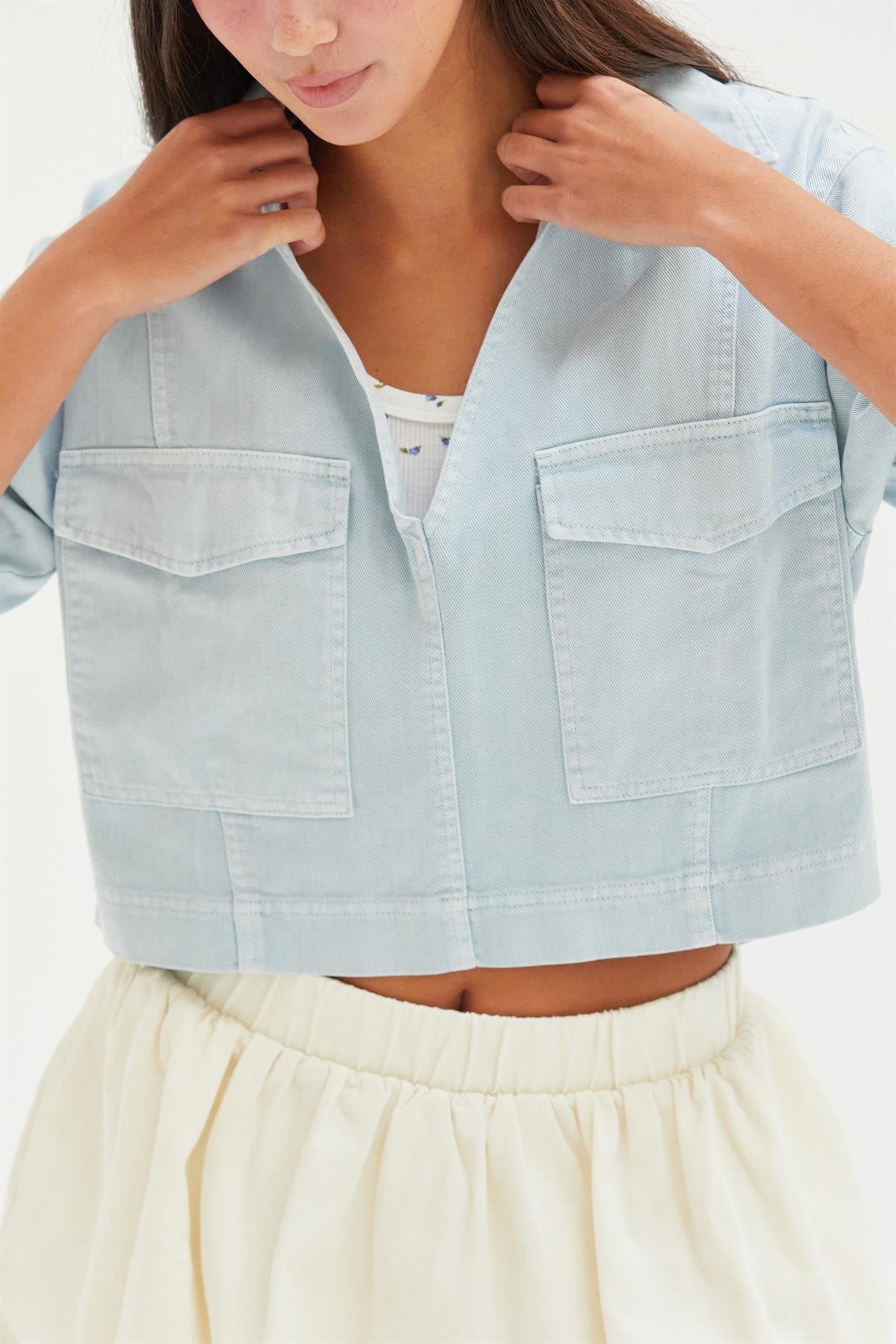 Powder Blue Denim Top