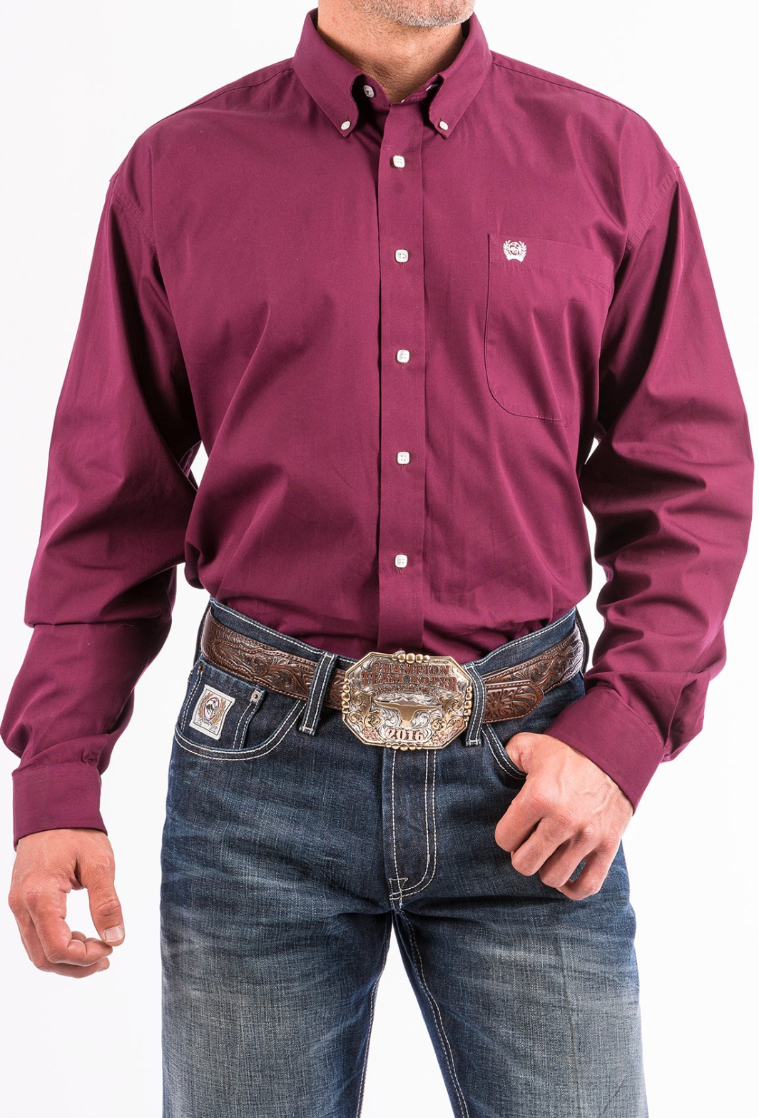 Cinch Burgundy Square Button Down