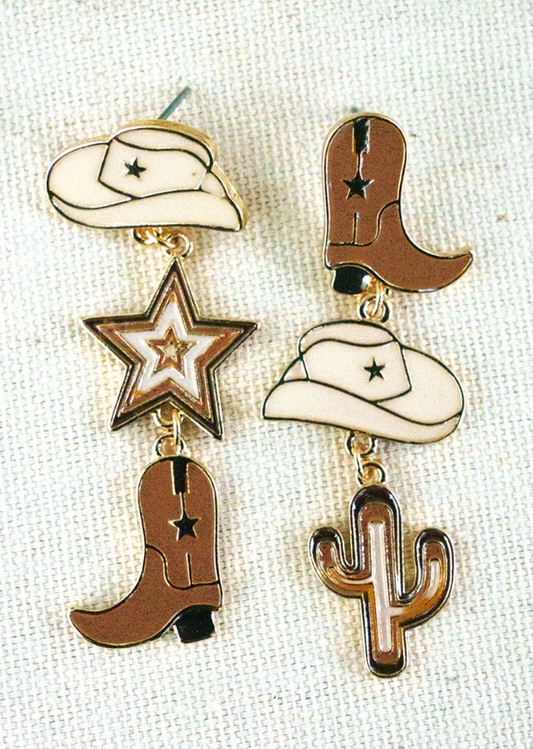 Brown Ranch Dangle Earrings